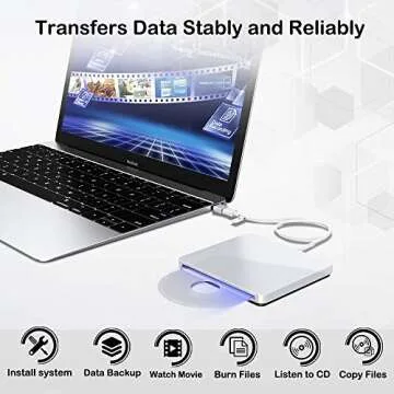 VersionTECH External USB Type-C DVD Drive for Laptops