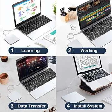 VersionTECH External USB Type-C DVD Drive for Laptops