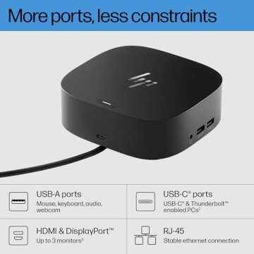 HP USB-C Dock G5: 11-in-1 Adapter for USB-C & Thunderbolt Laptops, Efficient Single Cable Solution