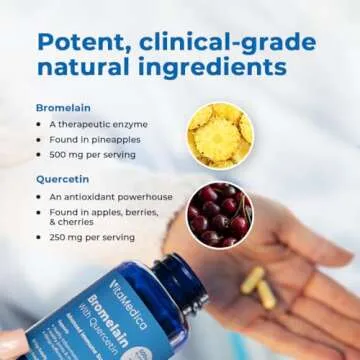 VitaMedica Bromelain & Quercetin Supplement - 500mg Bromelain 250mg Quercetin - 2400 GDU for Immunity, Joint Support, Inflammation and Muscle Recovery - 60 Vegan Capsules - 30 Servings