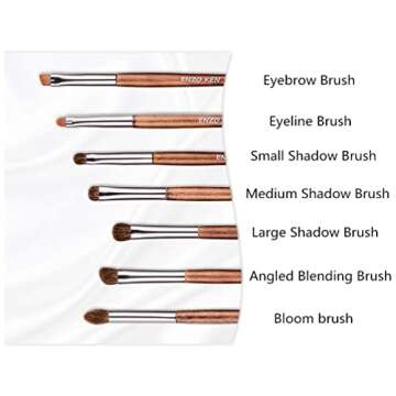 ENZO KEN Natural Pony Hair Eye Shadow Brush Set, Small Eyeshadow Brushes Set, Eye Makeup Brushes Set Professional, Small Nose Contour Brush, Angled Eyeshadow Brush, Eye Brush, Eyeshadow Blending Brush