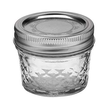 Ball Wide Mouth Quilted Crystal Jelly Jars with Lids and Bands, Used for Canning, Pickling, Juice, J...