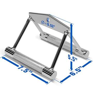 Yes4All Seated Row Double D Handle Cable Attachment – Double D Grip / Double Row Handle for Cable Attachment (Chrome)