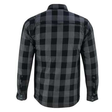 Daniel Smart Men Motorcycle Plaid Shirt All Season Sporty CE Approved Armors Flannel Bikers Shirt wi...