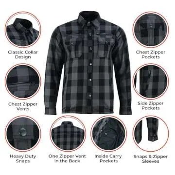Stylish Biker Shirt with CE Armor and Pockets