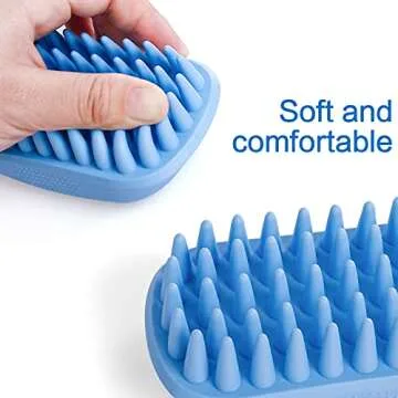 Dog Bath Brush,Rubber Dog Shampoo Grooming Brush, Silicone Shower Wash Curry Brush, Pet Scrubber for Short Long Haired Dogs Cats Massage Comb, Soft Shedding Bathing Brush Removes Loose & Shed Fur