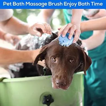 Dog Bath Brush,Rubber Dog Shampoo Grooming Brush, Silicone Shower Wash Curry Brush, Pet Scrubber for Short Long Haired Dogs Cats Massage Comb, Soft Shedding Bathing Brush Removes Loose & Shed Fur