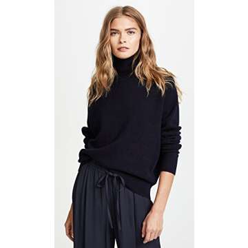 Vince Women's Saddle Turtleneck, Coastal Blue, L