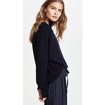 Vince Women's Saddle Turtleneck, Coastal Blue, L