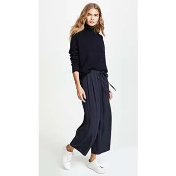 Vince Women's Saddle Turtleneck, Coastal Blue, L