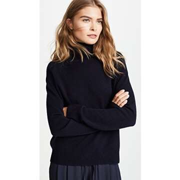 Vince Women's Saddle Turtleneck, Coastal Blue, L