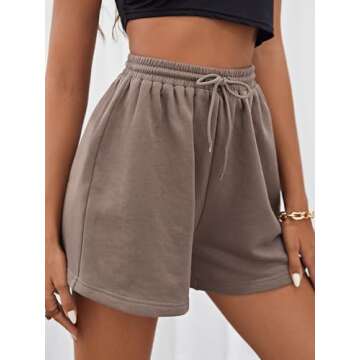 MakeMeChic Women's Casual Drawstring Waist Sweat Shorts Running Track Shorts A Mocha Brown XL