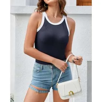 Trendy Nunflue Women's Ribbed Sleeveless Tank Top for Summer