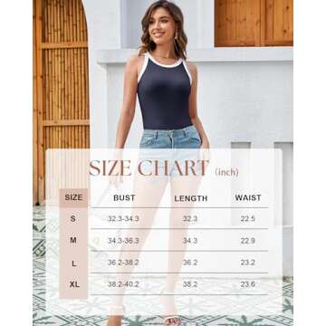 nunflue Women's Ribbed Sleeveless Tank Top Trendy Workout & Casual Summer Tops 2024 Navy Blue