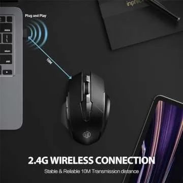 INPHIC Wireless Mouse Rechargeable, 700mAh, with USB Receiver, 6 Buttons, Ergonomic for Laptop, Computer, Mac, PC etc.