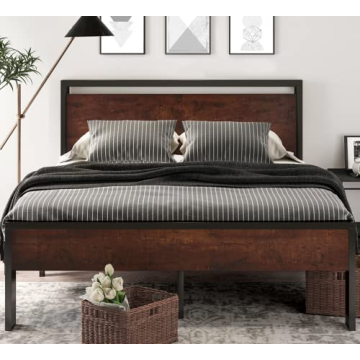 SHA CERLIN 14 Inch Queen Size Metal Platform Bed Frame