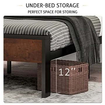 SHA CERLIN 14 Inch Queen Size Metal Platform Bed Frame