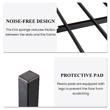 SHA CERLIN 14 Inch Queen Size Metal Platform Bed Frame