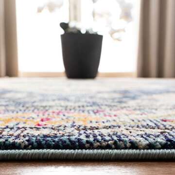 SAFAVIEH Monaco Collection Accent Rug - 3' x 5', Navy & Light Blue, Medallion Distressed Design, Non-Shedding & Easy Care, Ideal for High Traffic Areas in Entryway, Living Room, Bedroom (MNC243N)