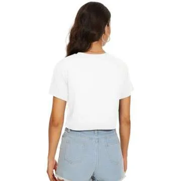 Summer Crop Tops Women's Short Sleeve Shirts Casual Crewneck Solid T-Shirt(White,M)