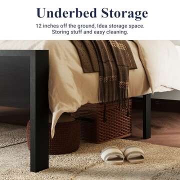 Allewie Full Size Platform Bed Frame with Wooden Headboard and Footboard, Heavy Duty 12 Metal Slats Support, No Box Spring Needed, Under-Bed Storage, Non-Slip, Noise Free, Easy Assembly, Black Oak