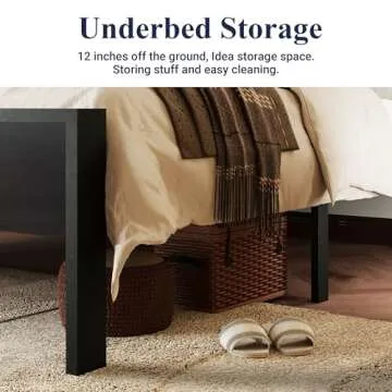 Allewie Full Size Platform Bed Frame with Wooden Headboard and Footboard, Heavy Duty 12 Metal Slats Support, No Box Spring Needed, Under-Bed Storage, Non-Slip, Noise Free, Easy Assembly, Black Oak