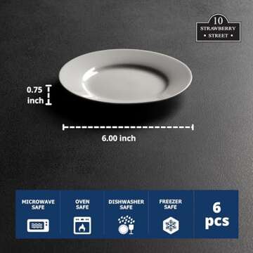 Simply Round Ceramic Appetizer Plates Set of 6 - White