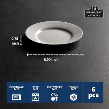 Simply Round Ceramic Appetizer Plates Set of 6 - White