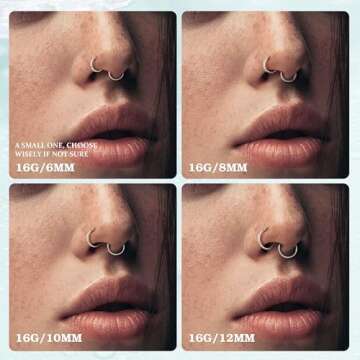 Jstyle 16G Hinged Clicker Nose Rings for Body Piercings