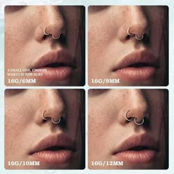 Jstyle 16G Hinged Clicker Nose Rings for Body Piercings