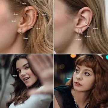 Jstyle 16G Hinged Clicker Nose Rings for Body Piercings