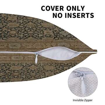 Antique Persian Tabriz Rug Print Throw Pillow Covers Modern Pillow Cushion Cases, Decorative Square Pillowcases for Sofa Couch Bedroom Living Room Car Car 20"X20"