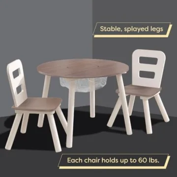 KidKraft Round Storage Table & Chair Set - Gray Ash