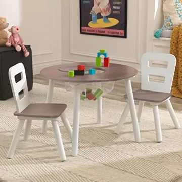 KidKraft Round Storage Table & Chair Set - Gray Ash