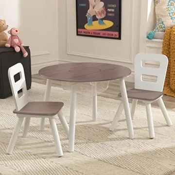 KidKraft Round Storage Table & Chair Set - Gray Ash