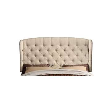 Rosevera Leatham Upholstered Tufted Headboard, Adjustable Height, Fabric Upholstered, Headboard Only, Wingback Design Headboard, Easy Assembly, King, Beige
