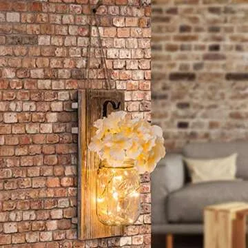 HAchoo Rustic Mason Jar Candle Wall Decor with Timer