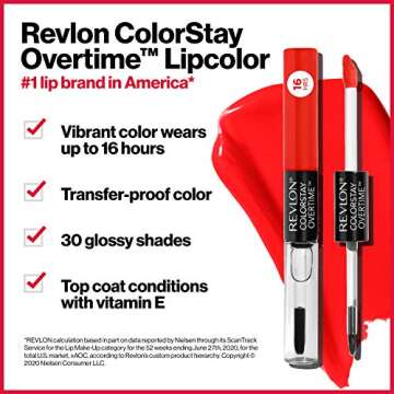 Revlon Liquid Lipstick with Clear Lip Gloss, ColorStay Overtime Lipcolor, Dual Ended with Vitamin E, 470 All Night Fuchsia, 0.07 Fl Oz