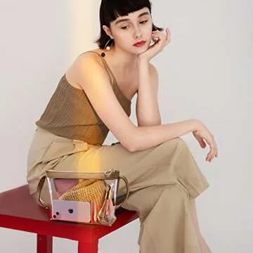 KALIDI Clear Bag Stadium Approved Crossbody Purse Zipper Shoulder Bag Vegan Leather Trim Sports Conc...