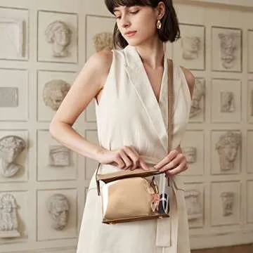 KALIDI Clear Bag Stadium Approved Crossbody Purse Zipper Shoulder Bag Vegan Leather Trim Sports Concert Prom Party Museum