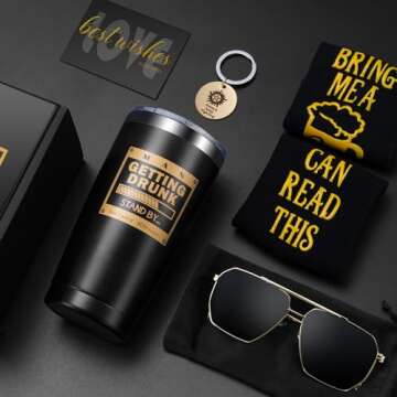 Birthday Gifts for Men, Premium Tumbler Gifts Basket For Men, Unique Dad Gift Ideas from Daughter Wi...