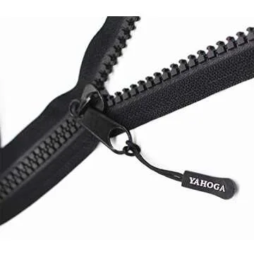 YaHoGa #10 Large Plastic Zipper Black 5 Yards with Sliders
