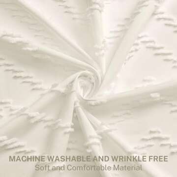 Siiluminisoy Boho Farmhouse Shower Curtain Woven Fabric Cute Cream Shower Curtain, 72 x 72 Tufted Ch...