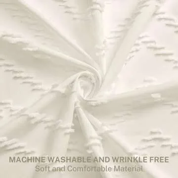 Siiluminisoy Boho Farmhouse Shower Curtain Woven Fabric Cute Cream Shower Curtain, 72 x 72 Tufted Ch...