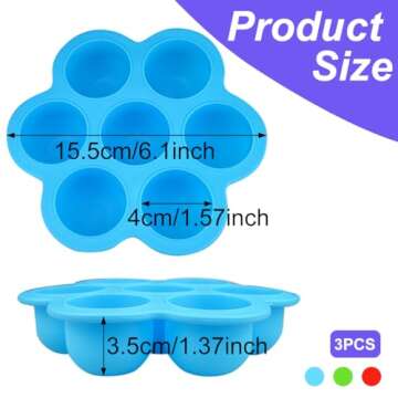 3 Pack Silicone Egg Bite Mold for Air Fryer Silicone Egg Molds -Alternative to Sous Vide Egg Bite Ma...