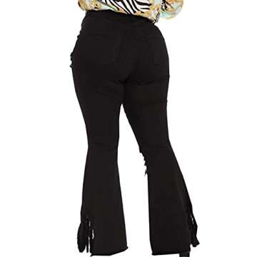 Womens Plus Size Bell Bottom Jeans with Ripped Detailing