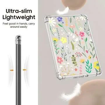 MoKo Case for 6.8" Kindle Paperwhite (11th Generation-2021) and Kindle Paperwhite Signature Edition, Ultra Clear Soft Flexible Transparent TPU Skin Bumper Back Cover Shell, Clear & Flower