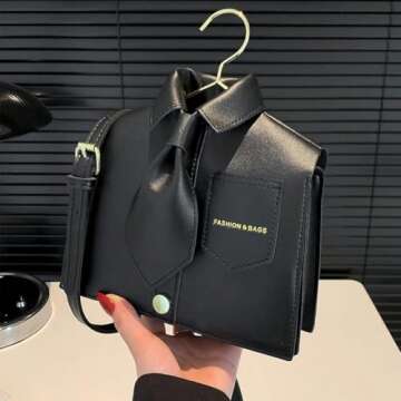 MNVCZXC Women's Plain Color Shirt Design Crossbody Bag, Chic Collar Crossbody, Crossbody Leather Sho...