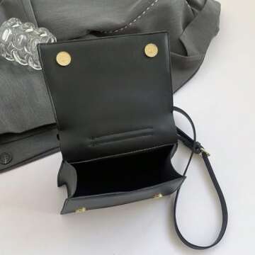 MNVCZXC Women's Plain Color Shirt Design Crossbody Bag, Chic Collar Crossbody, Crossbody Leather Shoulder Bags (Black)