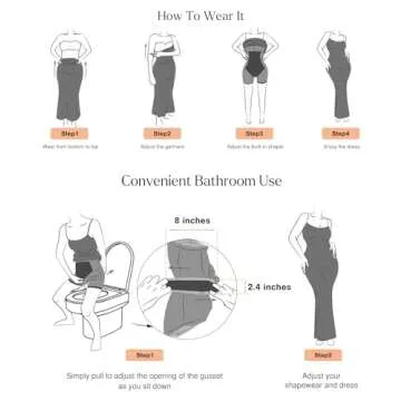 Popilush Shapewear Dress Womens Summer Long Dresses Built-in Bra Slip Bodycon Maxi Dress with Adjustable Straps Black